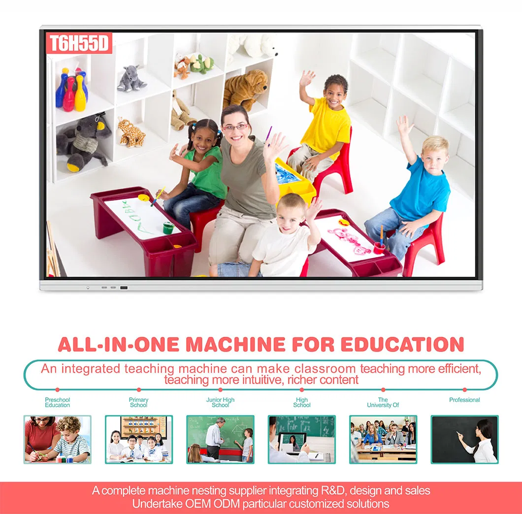 T6h55D 55 Inch High Quality Multi Touch IR Interactive Whiteboard Smart Board for Education