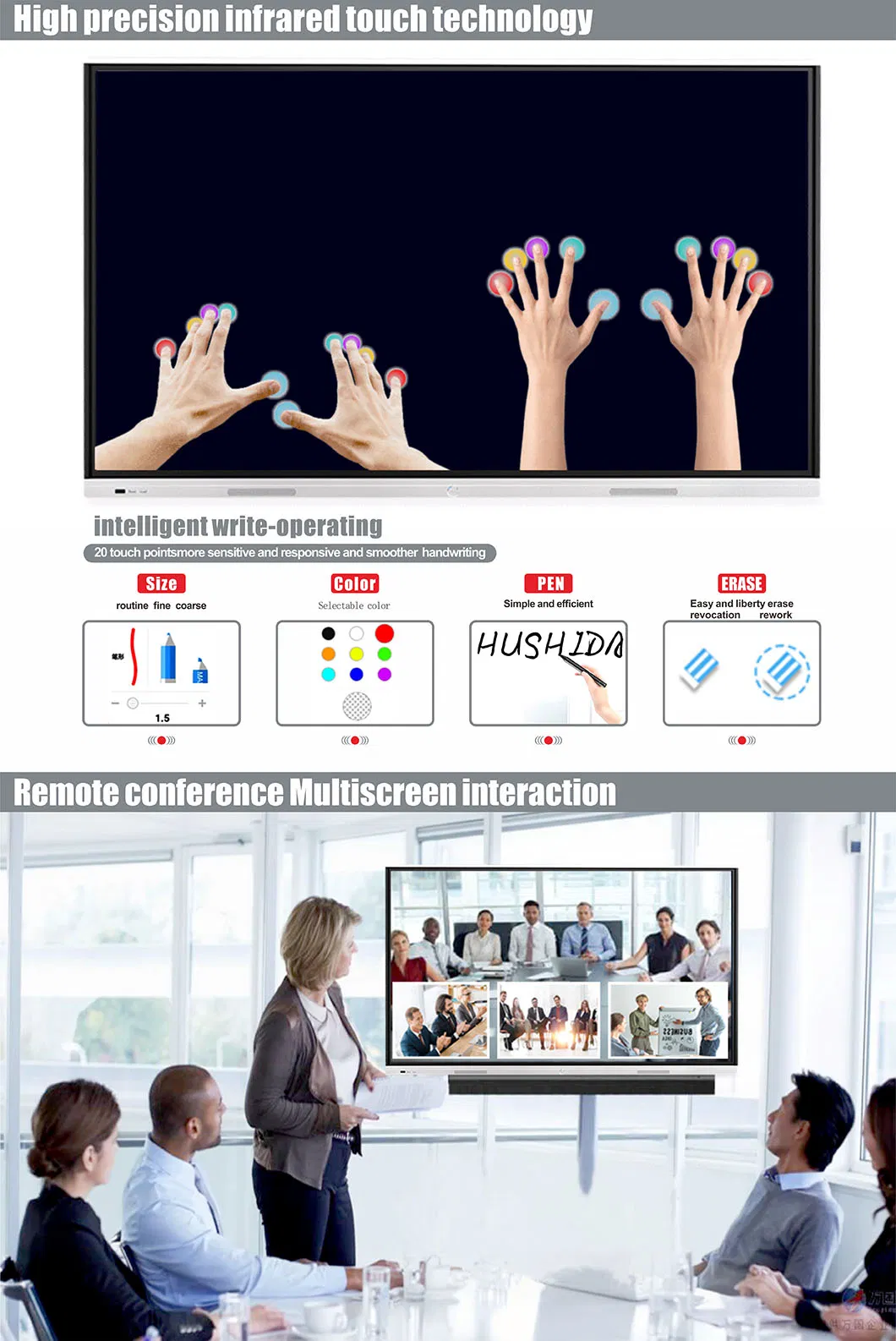 T6h86c 86 Inch Multi-Screen Interaction All in One Monitor Narrow Edge Digital Whiteboard Collaboration