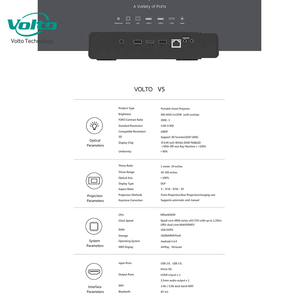 Top Hotsale HD 1080P LED DLP 3D 4K Android Smart Portable Mini Projector 4K Screen LED Projectors for Sale