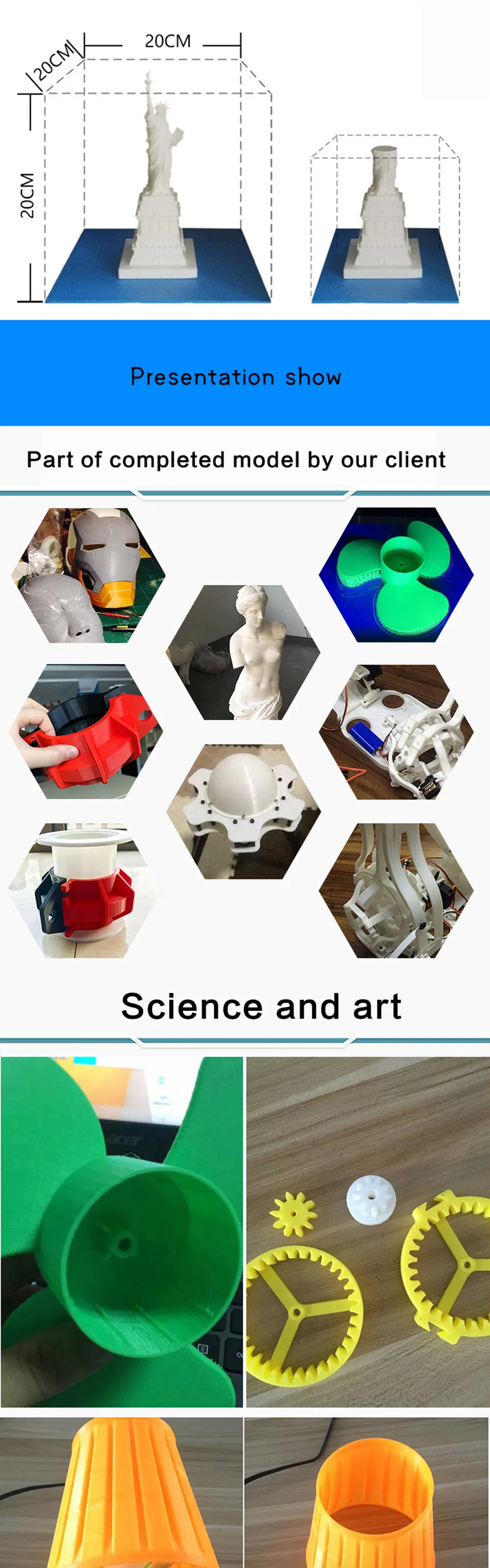 Ty-160 Mini Desktop Fdm 200X200X200mm Mute Smart WiFi, Automatic Leveling, Power off and Continuous Tapping Functions PLA/PETG/HIPS/Wood Filament 3D Printer