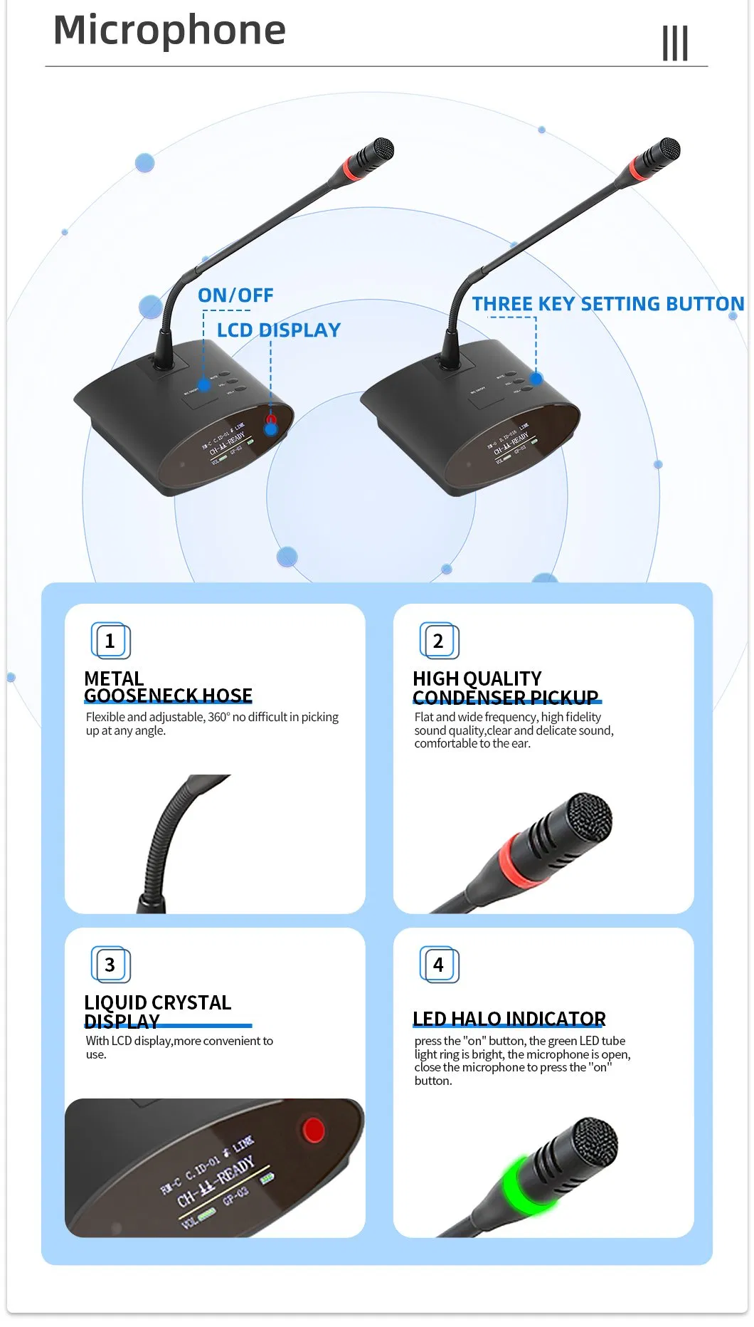 UHF Wireless Microphone Isolation Shield Desktop Studio Conference Microphone