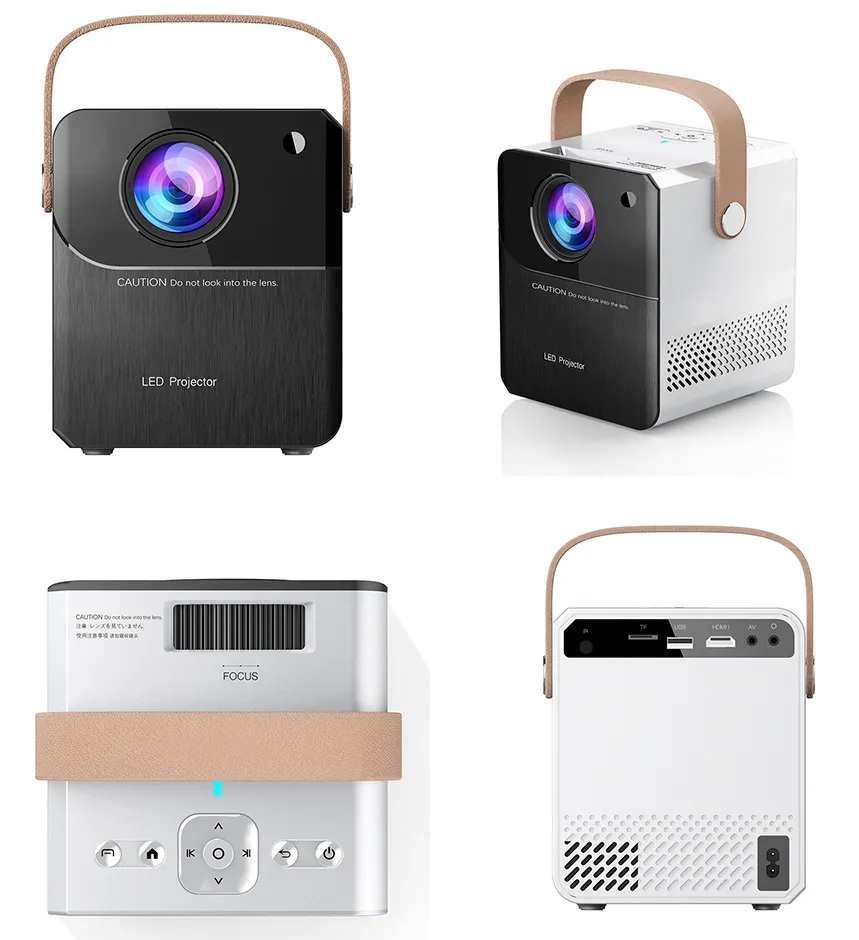 Ultra Portable Smart LCD LED Projector with Wrist Home Entertaimenttheater 8000 Lumens 2000: 1 Contrast Ratio with HD USB TF Card AV Connect Port