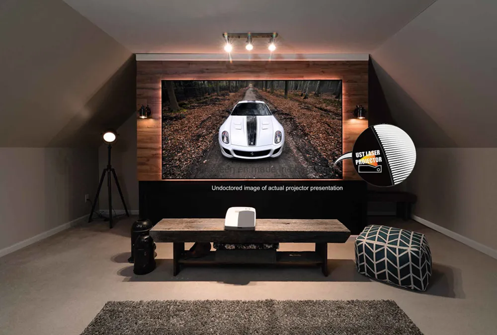 Ust Ambient Light Rejecting Projection Screen Ultra Thin Fixed Frame Alr Screen for 4K Laser Projector