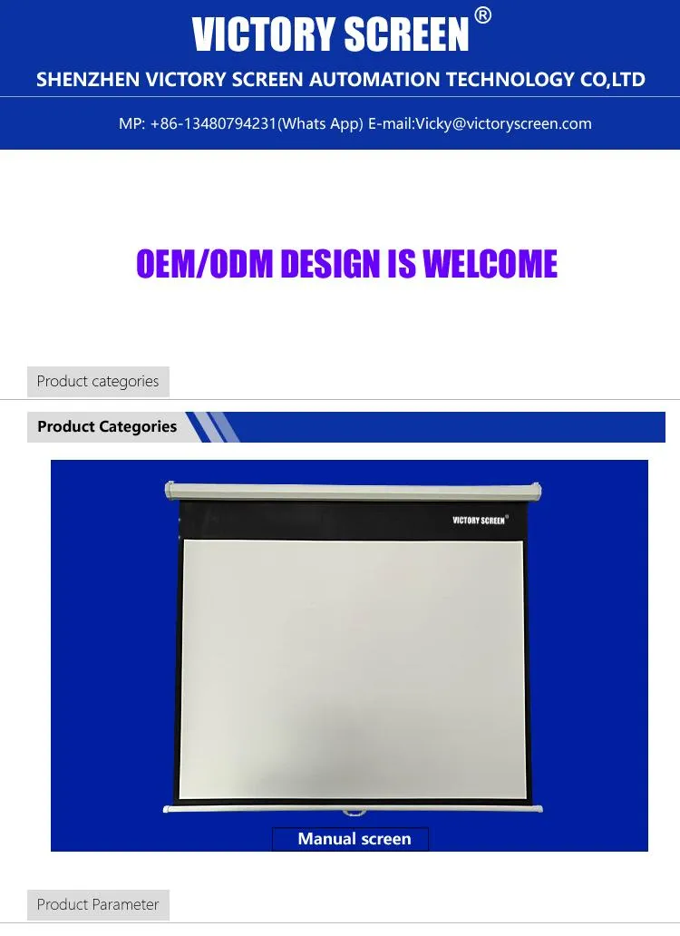 Victory for Home Theater High Gain 100inch 4: 3 Format Automatic Projection Screen Manual Projector Screen