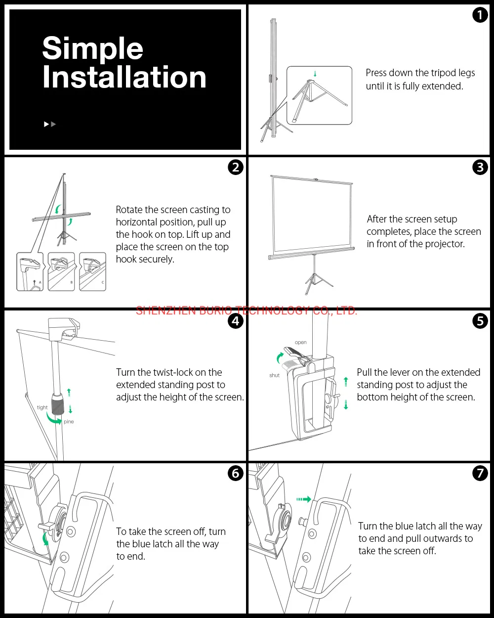 Wholesale OEM Matte White Portable Floor Standing Tripod Projector Projection Screen