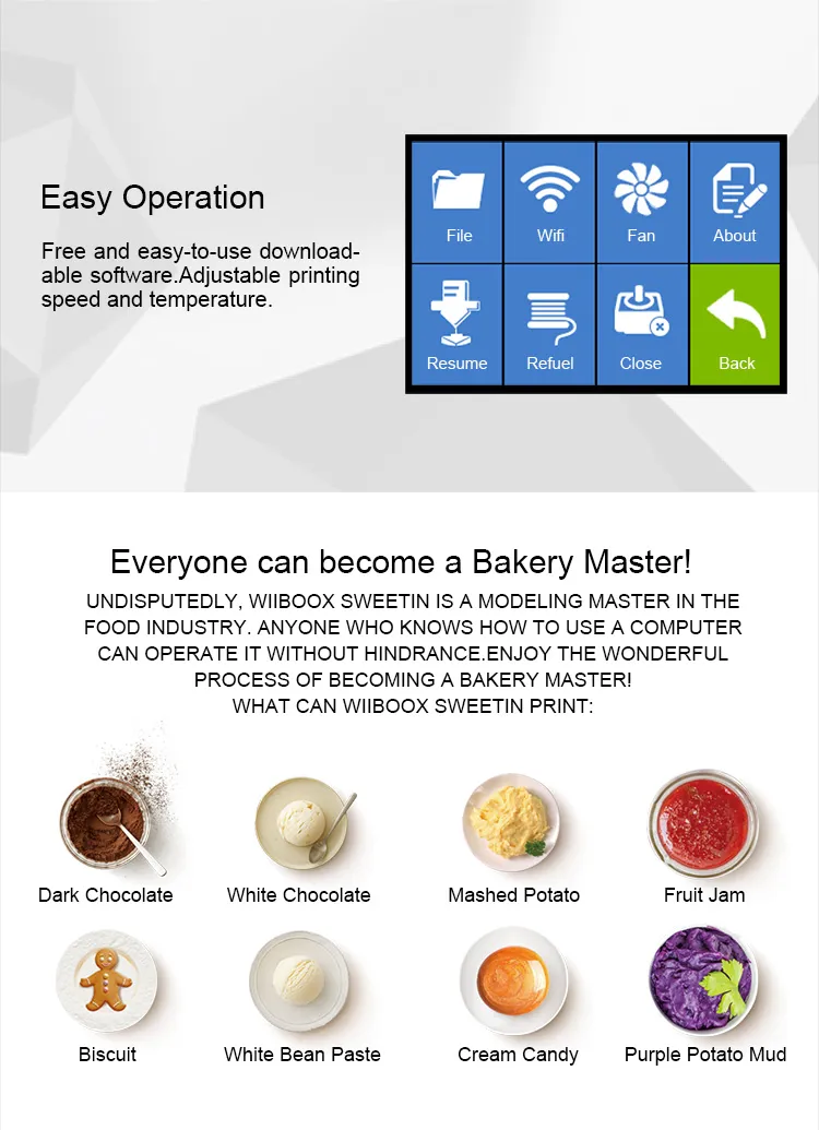 Wiibooxsweetin 3D Printer Chocolate Filament 3D Chocolate Printer