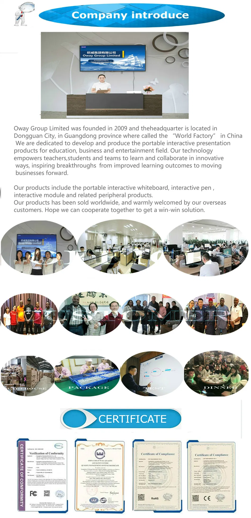 Education Digital Interactive Whiteboard Multi Touch Smart Board for Classroom