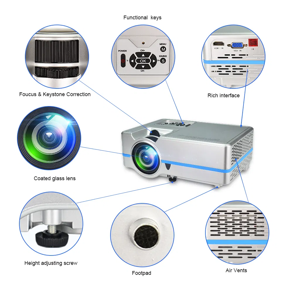 Wireless Mobile Smart USB Video WiFi Micro HD LED Home Theater Pico Android Mini Portable Smart Beamer Projector