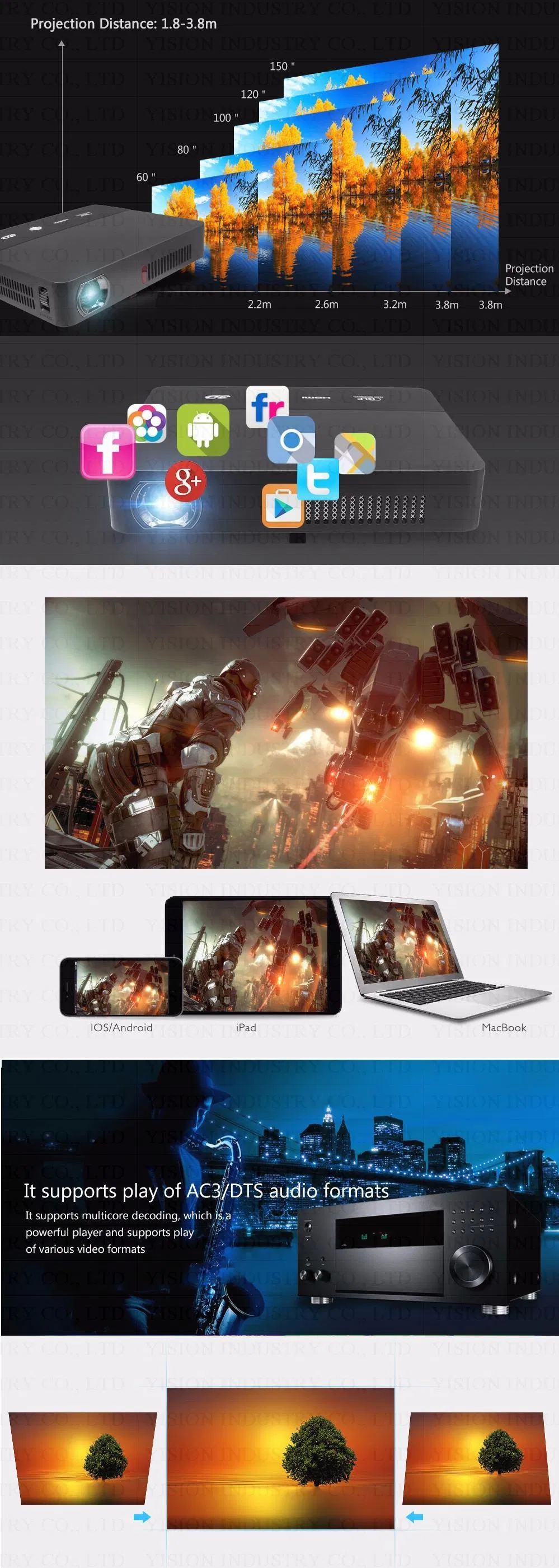 Yi-601 Mini DLP Projector Home Use Built-in Android Hot-Sell DLP Projector